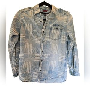 Vintage Tommy Hilfiger paisley patchwork denim button-down
